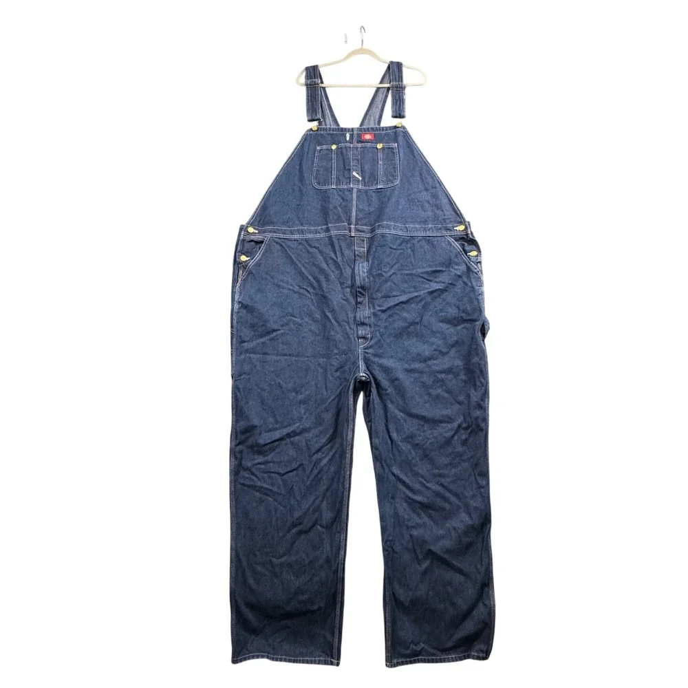 Dickies Bib Overalls Mens 58x32 Blue Indigo Denim Carpenter Workwear Grunge